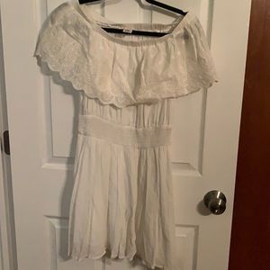 White off the shoulder summer dress.